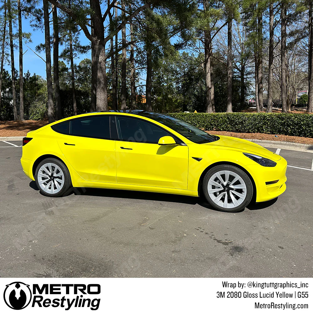 3M 2080 Gloss Lucid Yellow Vinyl Wrap | G55 - Image 3